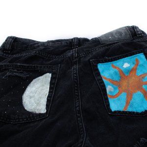 Sun and Moon Painted Jean Shorts